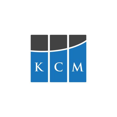 Beyazların arka planında KCM harf logosu tasarımı. KCM yaratıcı harflerin baş harfleri logo kavramı. KCM harf tasarımı.
