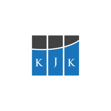 Beyazların arka planında KJK harf logosu tasarımı. KJK yaratıcı harflerin baş harfleri logo kavramı. KJK harf tasarımı.