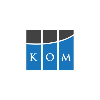 Beyaz arkaplanda KOM harf logosu tasarımı. KOM yaratıcı harflerin baş harfleri logo kavramı. KOM harf tasarımı.
