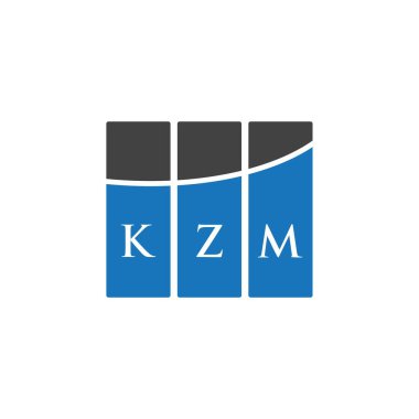 Beyazların arka planında KZM harf logosu tasarımı. KZM yaratıcı harflerin baş harfleri logo kavramı. KZM harf tasarımı.