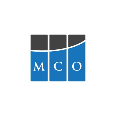 Beyaz arka planda MCO harf logosu tasarımı. MCO yaratıcı harflerin baş harfleri logo kavramı. MCO harf tasarımı.