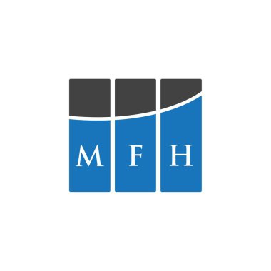 Beyaz arka planda MFH harf logosu tasarımı. MFH yaratıcı harflerin baş harfleri logo kavramı. MFH harf tasarımı.