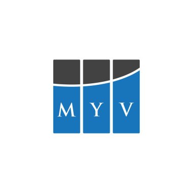 Beyaz arka planda MYV harf logosu tasarımı. MYV yaratıcı harf logosu konsepti. MYV harf tasarımı.