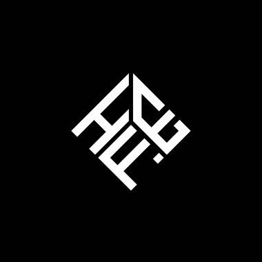 Siyah arkaplanda HEF harfi logo tasarımı. HEF yaratıcı harflerin baş harfleri logo konsepti. HEf harf tasarımı.