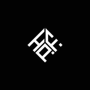 Siyah arka planda HPF harf logosu tasarımı. HPF yaratıcı harflerin baş harfleri logo kavramı. HPF harf tasarımı.