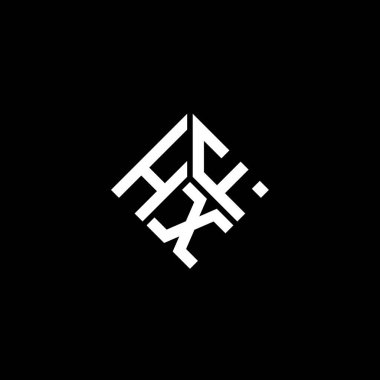 Siyah arkaplanda HXF harf logosu tasarımı. HXF yaratıcı harflerin baş harfleri logo kavramı. HXF harf tasarımı.