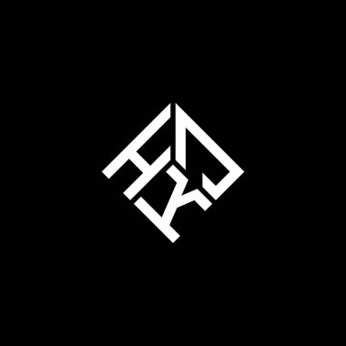 Siyah arka planda HKJ harf logosu tasarımı. HKJ yaratıcı harflerin baş harfleri logo kavramı. HKJ harf tasarımı.