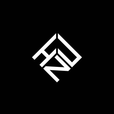 Siyah arka planda HNU harf logosu tasarımı. HNU yaratıcı harf logosu konsepti. HNU harf tasarımı.