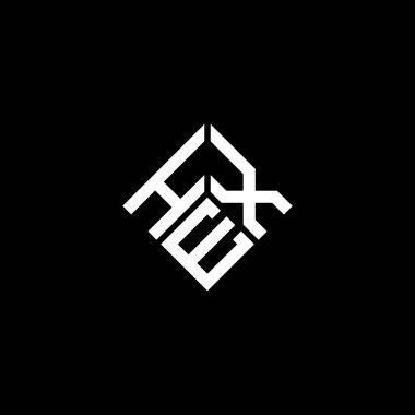 Siyah arkaplanda HEX harfli logo tasarımı. HEX yaratıcı harfler logosu konsepti. HEX harf tasarımı.