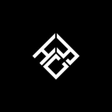 Siyah arka planda HCY harf logosu tasarımı. HCY yaratıcı harflerin baş harfleri logo kavramı. HCY harf tasarımı.