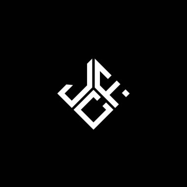 Siyah arka planda JCF harf logosu tasarımı. JCF yaratıcı harflerin baş harfleri logo kavramı. JCF harf tasarımı.