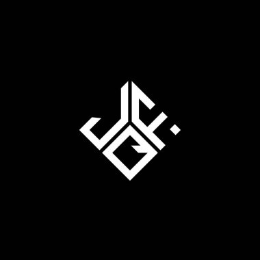 Siyah arkaplan üzerine JQF harf logosu tasarımı. JQF yaratıcı harflerin baş harfleri logo kavramı. JQF harf tasarımı.