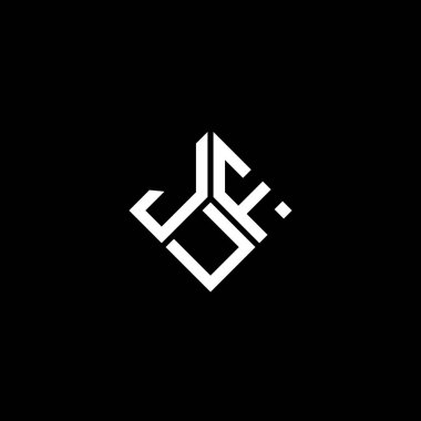 Siyah arka planda JUF harf logosu tasarımı. JUF yaratıcı harflerin baş harfleri logo kavramı. JUF harf tasarımı.