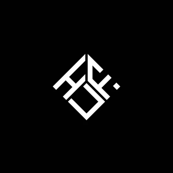 Diseño Del Logotipo Letra Huf Sobre Fondo Negro Huf Iniciales — Archivo Imágenes Vectoriales