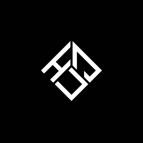 Siyah Arka Planda Huj Harf Logosu Tasarımı Huj Yaratıcı Harflerin — Stok Vektör