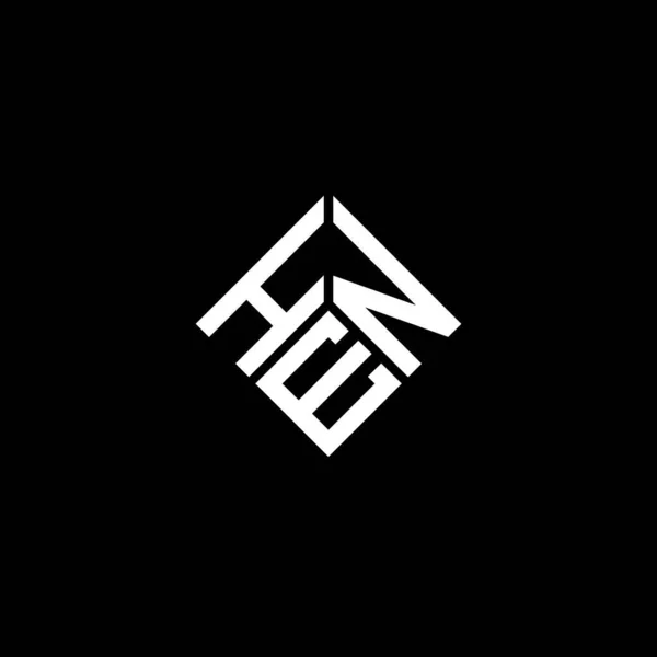 Hen Letter Logo Design Black Background Hen Creative Initials Letter — Διανυσματικό Αρχείο