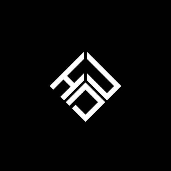 Diseño Del Logotipo Letra Hdu Sobre Fondo Negro Hdu Iniciales — Vector de stock