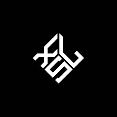 Siyah arkaplanda XSL harf logosu tasarımı. XSL yaratıcı harf logosu konsepti. XSL harf tasarımı.