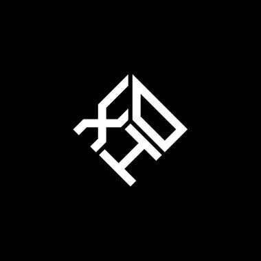 Siyah arka planda XHO harf logosu tasarımı. XHO yaratıcı harf logosu konsepti. XHO harf tasarımı.