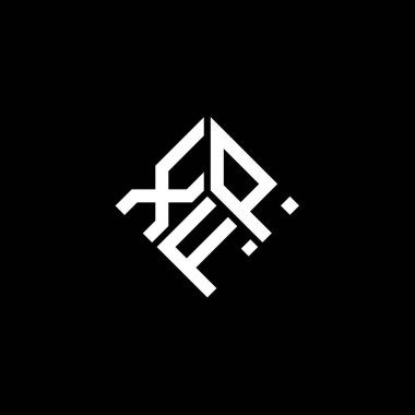 Siyah arkaplanda XFP harf logosu tasarımı. XFP yaratıcı harf logosu konsepti. XFP harf tasarımı.