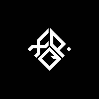 Siyah arkaplanda XQP harf logosu tasarımı. XQP yaratıcı harf logosu konsepti. XQP harf tasarımı.
