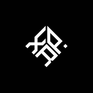 Siyah arkaplanda XRP harf logosu tasarımı. XRP yaratıcı harf logosu konsepti. XRP harf tasarımı.