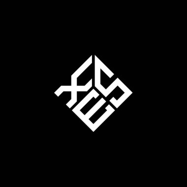 Siyah arkaplanda XES harf logosu tasarımı. XES yaratıcı harf logosu konsepti. XES harf tasarımı.