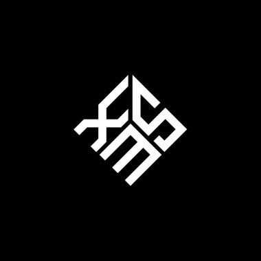 Siyah arka planda XMS harfi logo tasarımı. XMS yaratıcı harflerin baş harfleri logo kavramı. XMS harf tasarımı.
