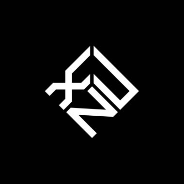 Siyah arka planda XNU harf logosu tasarımı. XNU yaratıcı harf logosu konsepti. XNU harf tasarımı.