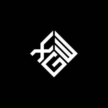 Siyah arkaplanda XGW harf logosu tasarımı. XGW yaratıcı harflerin baş harfleri logo kavramı. XGW harf tasarımı.