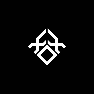 Siyah arkaplanda XOX harf logosu tasarımı. XOX yaratıcı harflerin baş harfleri logo kavramı. XOX harf tasarımı.