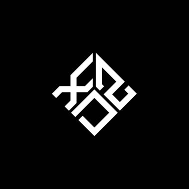 Siyah arkaplanda XDZ harf logosu tasarımı. XDZ yaratıcı harf logosu konsepti. XDZ harf tasarımı.