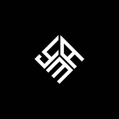 Siyah arka planda YMA harf logosu tasarımı. YMA yaratıcı harflerin baş harfleri logo kavramı. YMA harf tasarımı.