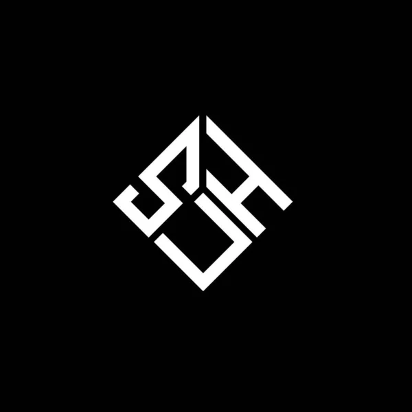Suh Design Logotipo Carta Fundo Preto Suh Iniciais Criativas Conceito — Vetor de Stock