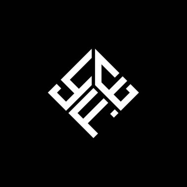 Siyah arka planda YFE harf logosu tasarımı. YFE yaratıcı harflerin baş harfleri logo kavramı. YFE harf tasarımı.