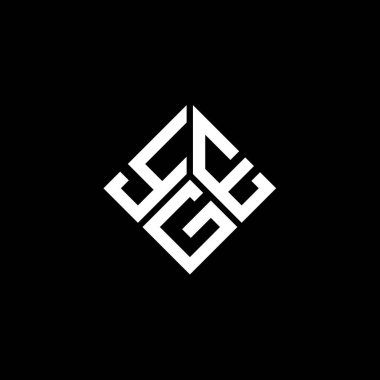Siyah arka planda YGE harf logosu tasarımı. YGE yaratıcı harflerin baş harfleri logo kavramı. YGE harf tasarımı.