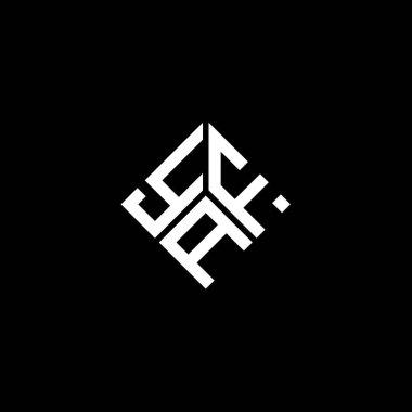 Siyah arka planda YAF harf logosu tasarımı. YAF yaratıcı harf logosu konsepti. YAF harf tasarımı.