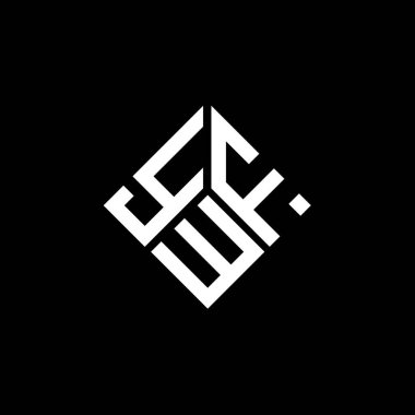 Siyah arka planda YWF harf logosu tasarımı. YWF yaratıcı harflerin baş harfleri logo kavramı. YWF harf tasarımı.