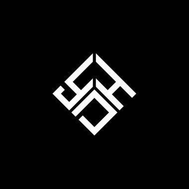Siyah arka planda YDH harf logosu tasarımı. YDH yaratıcı harflerin baş harfleri logo kavramı. YDH harf tasarımı.