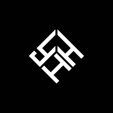 Siyah arka planda YHH harf logosu tasarımı. YHH yaratıcı harflerin baş harfleri logo kavramı. YHH harf tasarımı.