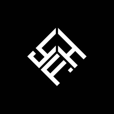 Siyah arka planda YFH harf logosu tasarımı. YFH yaratıcı harflerin baş harfleri logo kavramı. YFH harf tasarımı.
