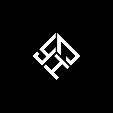 Siyah arka planda YHJ harf logosu tasarımı. YHJ yaratıcı harflerin baş harfleri logo kavramı. YHJ harf tasarımı.