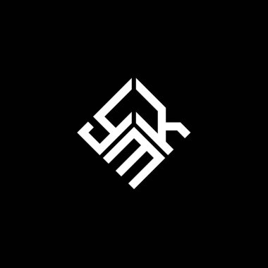 Siyah arka planda YMK harf logosu tasarımı. YMK yaratıcı harflerin baş harfleri logo kavramı. YMK harf tasarımı.