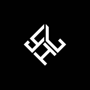 Siyah arkaplanda YHL harf logosu tasarımı. YHL yaratıcı harflerin baş harfleri logo kavramı. YHL harf tasarımı.