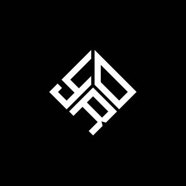Siyah arka planda YRO harf logosu tasarımı. YRO yaratıcı harflerin baş harfleri logo kavramı. YRO harf tasarımı.