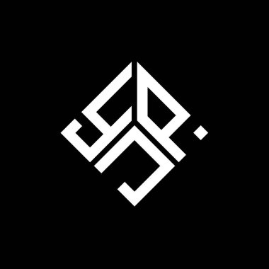 Siyah arka planda YJP harf logosu tasarımı. YJP yaratıcı harflerin baş harfleri logo kavramı. YJP harf tasarımı.