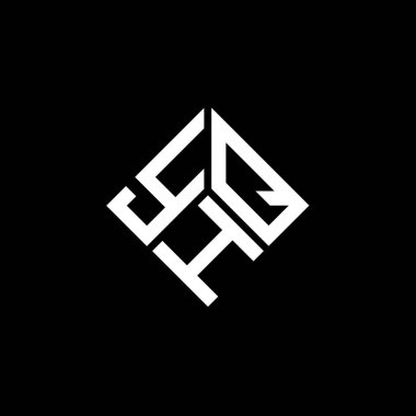 Siyah arka planda YHQ harf logosu tasarımı. YHQ yaratıcı harflerin baş harfleri logo kavramı. YHQ harf tasarımı.