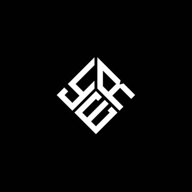Siyah arka planda YER harf logosu tasarımı. Yaratıcı harflerin baş harfleri logo kavramı. YER harf tasarımı.