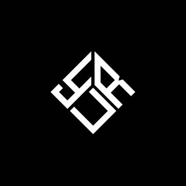 Siyah arkaplanda YUR harf logosu tasarımı. Yaratıcı harflerin baş harfleri logo kavramı. YUR harf tasarımı.