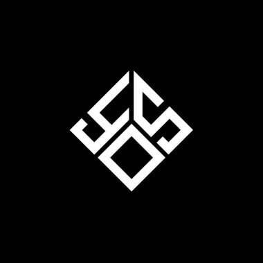 Siyah arkaplanda YOS harf logosu tasarımı. YOS yaratıcı harf logosu konsepti. YOS harf tasarımı.